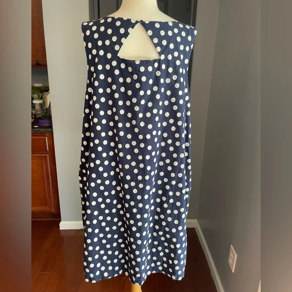 Navy Polka Dot Sleeveless Summer Dress - Picture 2 of 7